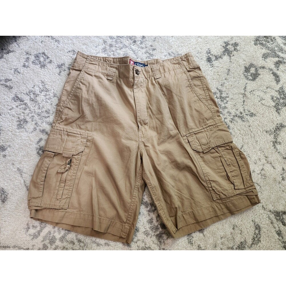 Chaps Mens Size 33 Shorts Khaki Inseam 8.5" Cotton Cargo Pockets